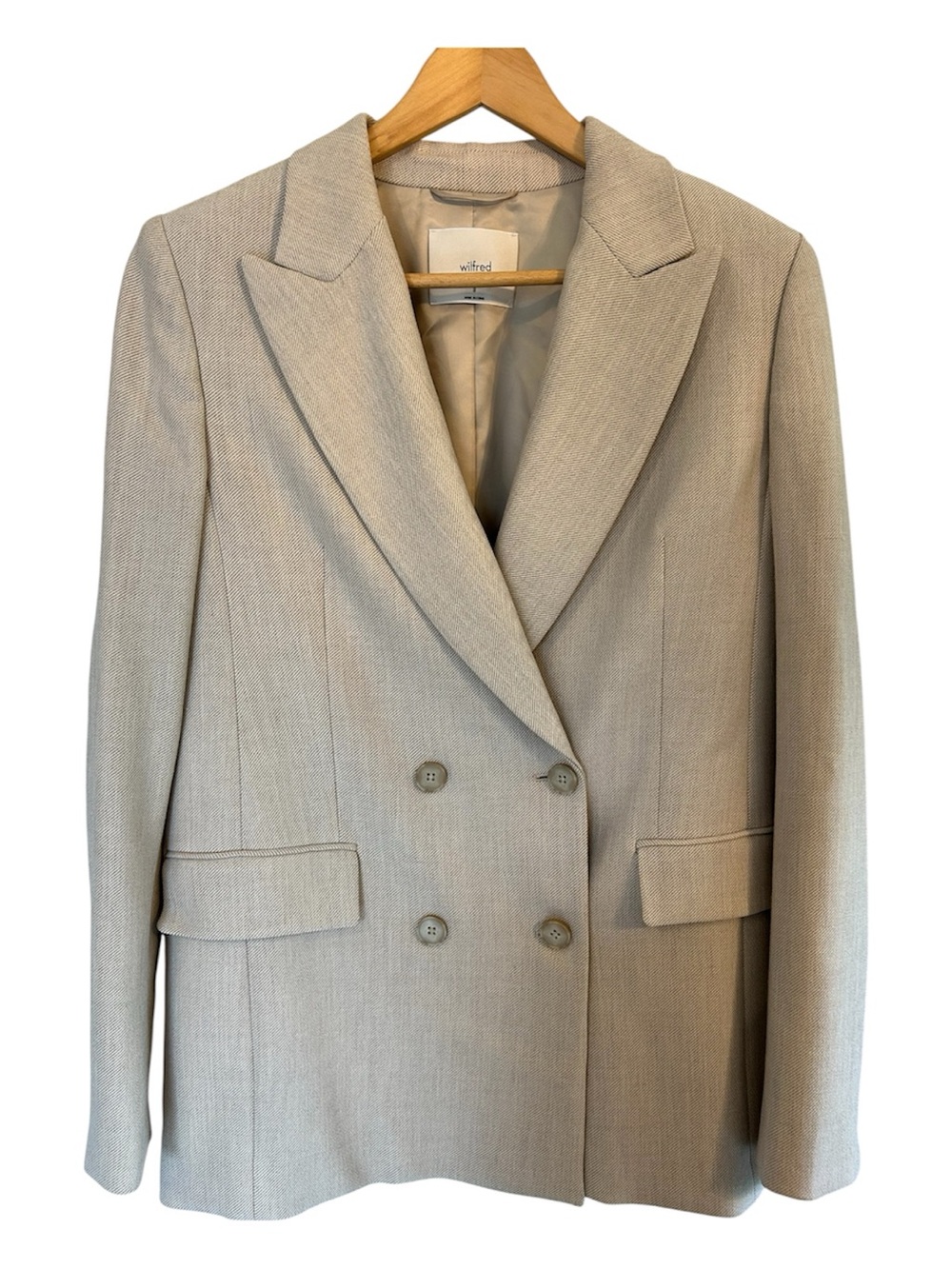 Aritzia Wilfred Margaux Double-Breasted Tailored Blazer 8 Classic Recycled Twill